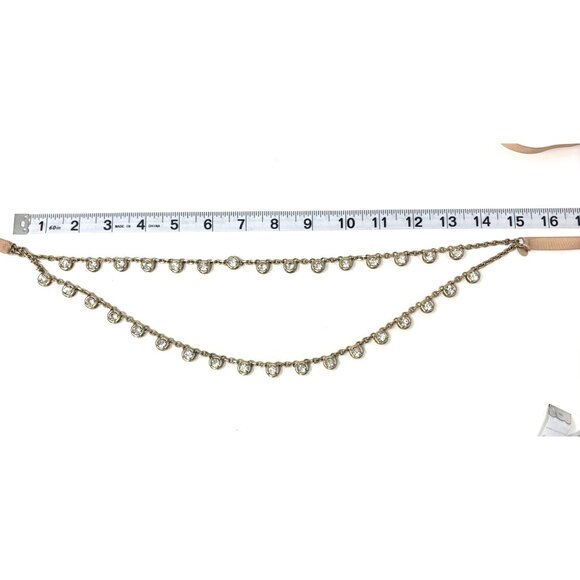 Vintage Danielle Stevens Gold Toned 2 Strand Crystal Ribbon Necklace - Picture 2 of 3